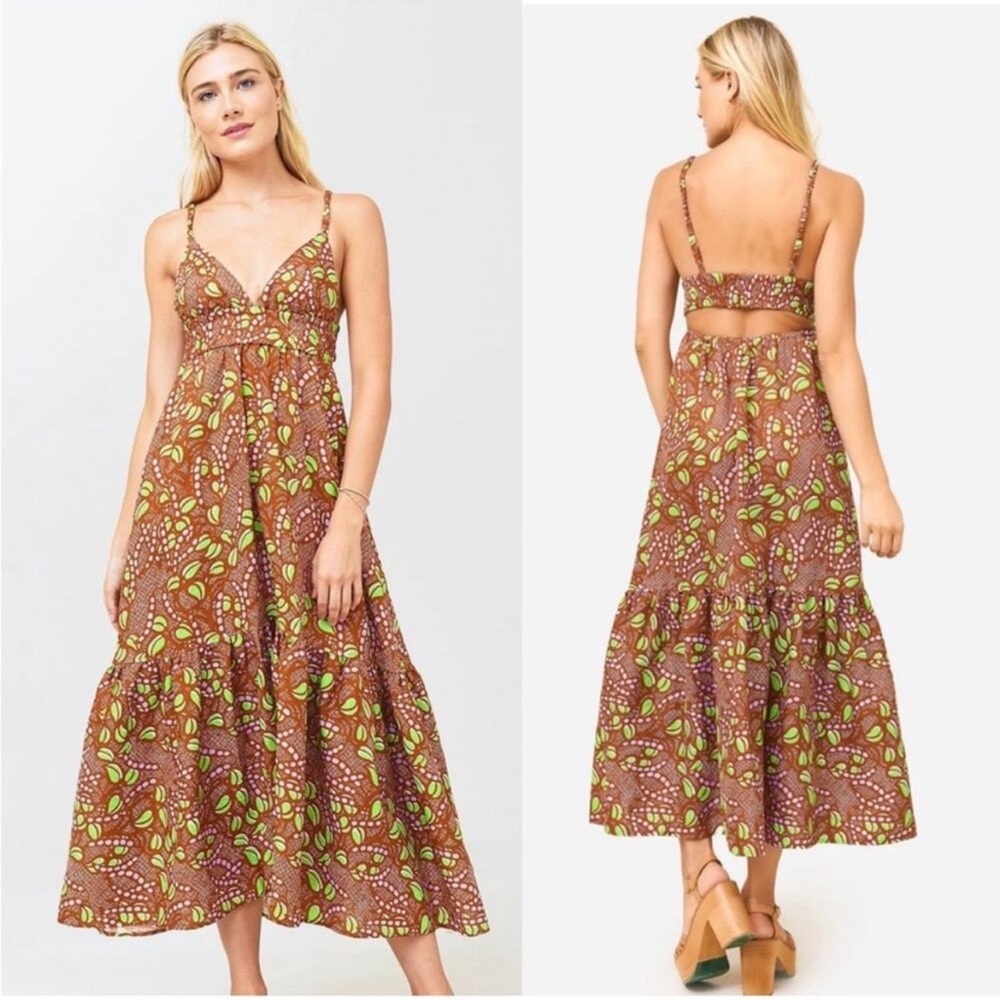 A.L.C. Brown and Green Midi Dress